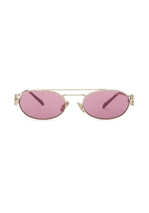 Miu Miu Round Sunglasses in Pale Gold & Dark Pink - Pink. Size all.