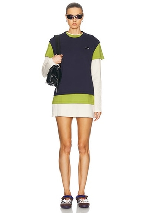 Miu Miu Mini T-Shirt Dress in Blue  Lime  & Avorio - Blue. Size L (also in ).