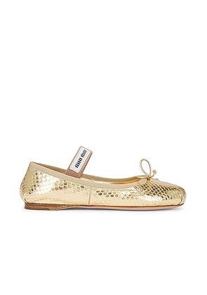 Miu Miu Ballerina in Platino - Metallic Gold. Size 36 (also in ).