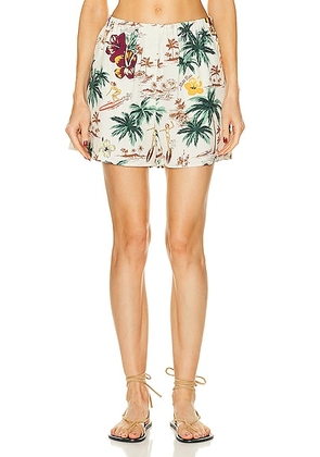 Miu Miu Hawaii Print Short in Avorio - Ivory. Size 3 (also in ).