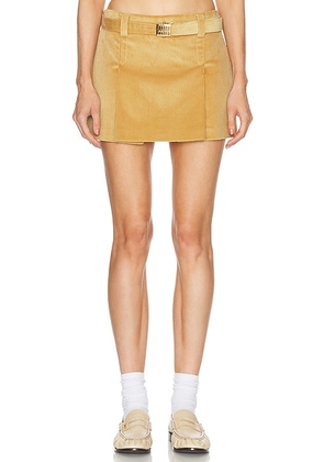 Miu Miu Ribbed Velvet Mini Skirt in Honey - Brown. Size 42 (also in 40).