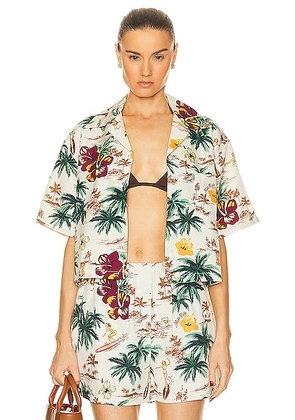Miu Miu Hawaii Print Top in Avorio - Ivory. Size 42 (also in ).
