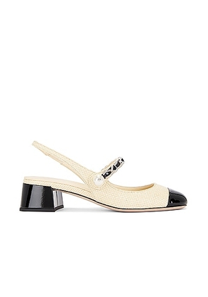 Miu Miu Slingback Pump in Naturale & Nero - Beige. Size 40 (also in ).