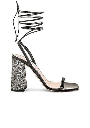 Miu Miu Wrap Around Sandal in Nero & Ardesia - Black. Size 36 (also in 38.5, 39, 39.5).