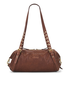 Miu Miu Nappa Monk Bag in Bruciato - Brown. Size all.