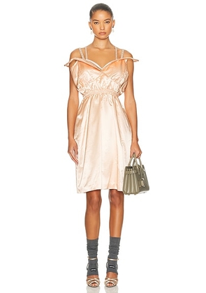 Miu Miu Off The Shoulder Mini Dress in Pesco - Pink. Size 36 (also in 38).