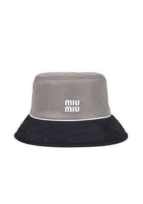 Miu Miu Bucket Hat in Piombo & Blue - Grey. Size all.