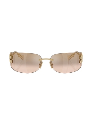 Miu Miu Rectangular Sunglasses in Gold - Metallic Gold. Size all.
