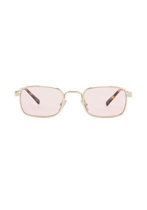 Miu Miu Rectangular Sunglasses in Pale Gold - Metallic Gold. Size all.