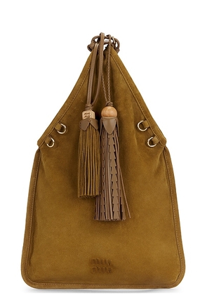 Miu Miu Camoscio Tote Bag in Oliva - Olive. Size all.