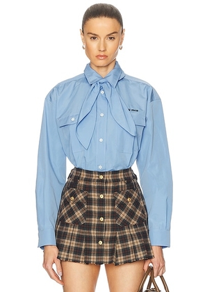 Miu Miu Button Up Top in Azzurro - Blue. Size 42 (also in ).
