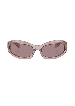 Miu Miu Rectangular Sunglasses in Mauve Transparent - Grey. Size all.