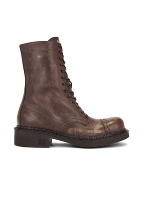 Miu Miu Combat Boot in Cacao - Brown. Size 36.5 (also in 37, 37.5).