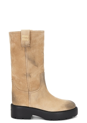 Miu Miu Suede Boot in Deserto - Tan. Size 40 (also in 41).