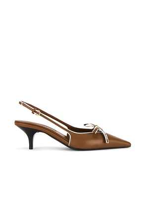 Miu Miu Slingback Kitten Heel in Cognac & Bianco - Brown. Size 36 (also in 39, 41).