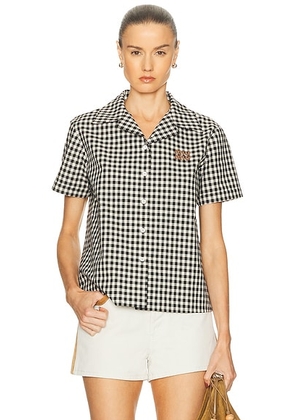 Miu Miu Short Sleeve Shirt in Bianco & Nero - Black,White. Size 42 (also in ).