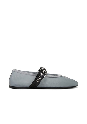 Miu Miu Ballerine Rete Flat in Alluminio - Grey. Size 38.5 (also in 39, 39.5, 41).