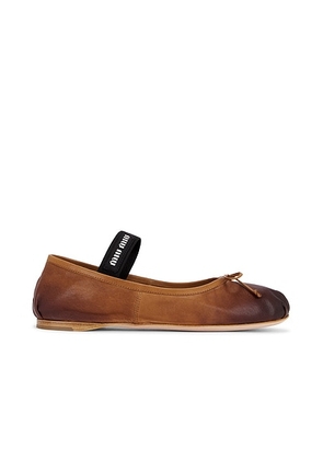 Miu Miu Ballerina Flat in Caramel - Brown. Size 36 (also in 36.5).