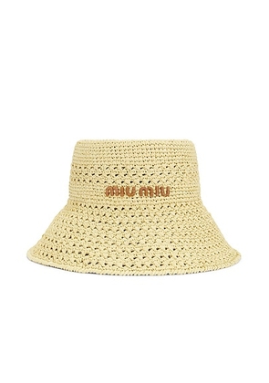 Miu Miu Crochet Rete Hat in Naturale & Cognac - Beige. Size L (also in ).