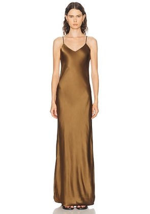 NILI LOTAN Cami Gown in Amber Glaze - Chocolate. Size L (also in M, S, XS).