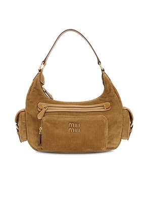 Miu Miu Velluto Righe Shoulder Bag in Cannella - Brown. Size all.