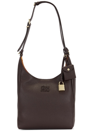 Miu Miu Vitello Phenix Shoulder Bag in Moro & Papaya - Brown. Size all.