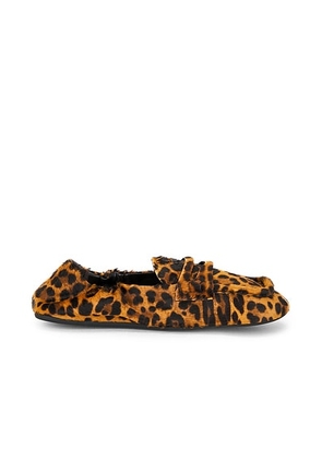 Miu Miu St. Leopardo Ruched Loafer in Miele - Brown. Size 36 (also in 36.5, 37).