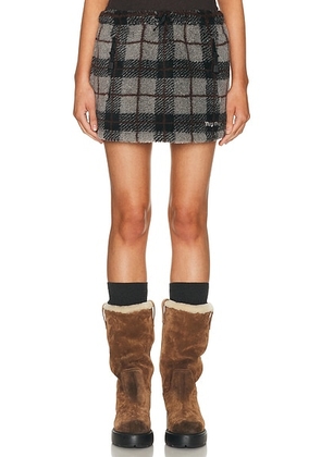 Miu Miu Teddy Check Skirt in Grigio & Nero - Grey. Size 36 (also in 40).