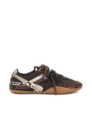 Miu Miu Nylon & Ayers Sneaker in Moro & Tabacco - Brown. Size 36.5 (also in ).