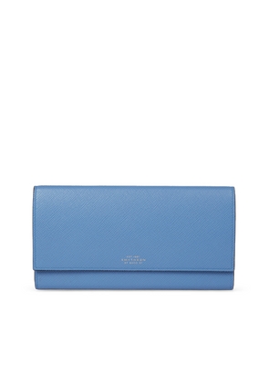 Smythson Marshall Travel Wallet In Panama In Nile Blue