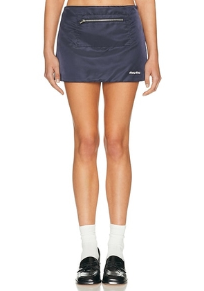 Miu Miu Nylon Gazare Pile Skirt in Bleu - Navy. Size 38 (also in 40, 42).