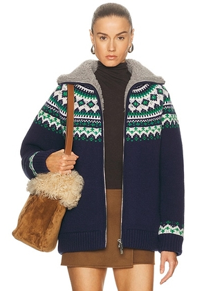 Miu Miu Wool Fairisle Sweater in Navy - Navy. Size 36 (also in ).