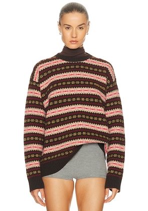 Miu Miu Wool Fairisle Sweater in Moro - Brown. Size 36 (also in 38, 40, 42).