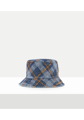 Vivienne Westwood Bucket Hat Denim Tartan Blue-orange S Unisex