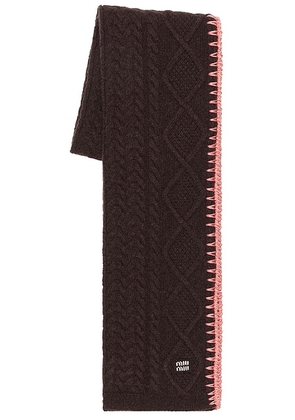 Miu Miu Maglia Aran Scarf in Moro & Rosa - Brown. Size all.