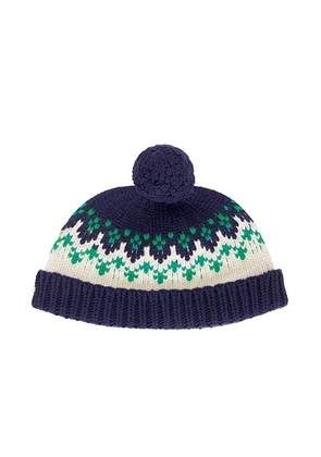 Miu Miu Wool Fairisle Beanie in Navy - Navy. Size L (also in M, S).