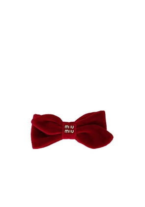 Miu Miu Velluto Hair Clip in Rosso - Red. Size all.