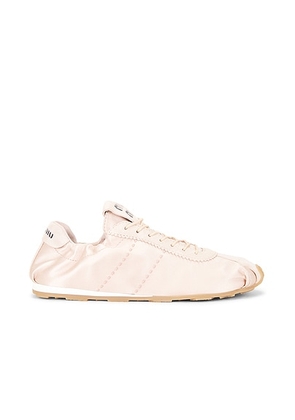 Miu Miu Plume Raso Sneaker in Cipria - Pink. Size 36 (also in 36.5, 37, 37.5, 38, 39, 39.5, 40, 41).