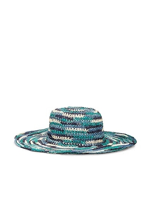 SENSI STUDIO Hippie Fiesta Hat in Blue - Teal. Size S (also in ).