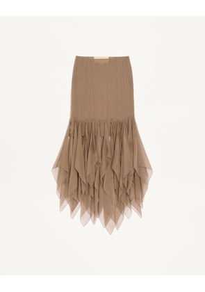 Valentino Asymmetrical Chiffon Skirt Woman MILITARY GREEN 38