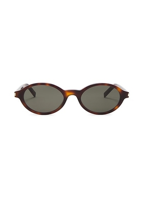 Saint Laurent Jeanne Sunglasses in Havana & Grey - Brown. Size all.