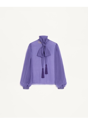 Valentino Chiffon Creponne Top Woman LILAC 44