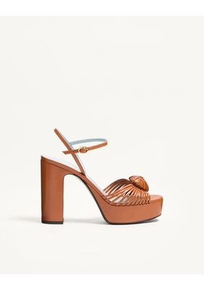 Valentino Garavani Coeur Royal Platform Sandal In Kidskin 115Mm Woman ROASTED PECAN 35