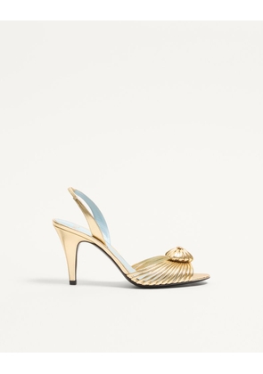 Valentino Garavani Coeur Royal Sandal In Laminated Nappa Leather 85Mm Woman ANTIQUE BRASS 35