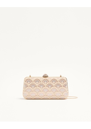 Valentino Garavani Valentino Garavani Carry Secrets Satin Minaudiere With Pearls And Rhinestones Woman SKIN/CRYSTAL UNI