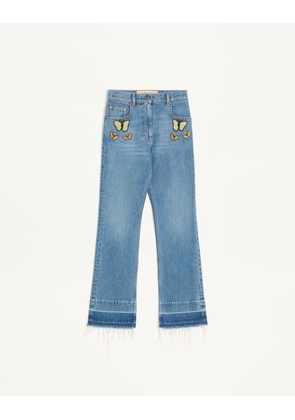 Valentino Embroidered Denim Trousers Woman BLUE 24