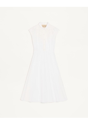 Valentino Embroidered Poplin Midi Dress Woman WHITE 36