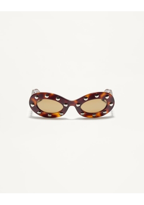 Valentino Oval Acetate Glasses Woman HAVANA/BROWN 48