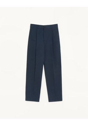 Valentino Valentino Trousers In Cotton Gabardine With Vlogo Embroidery Man NAVY 44