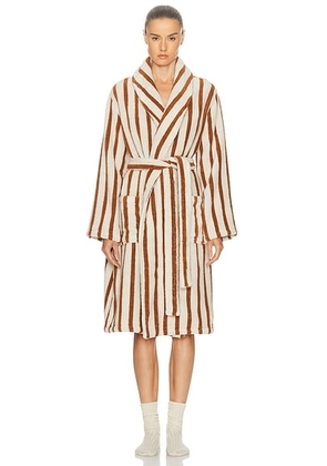 Parachute Terry Stripe Robe in Bone & Tobacco - Cream,Brown. Size XL (also in ).